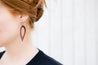 English Tan Cutout Petal Earrings shown on model's ear