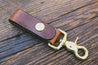 Mahogany leather key fob with solid brass trigger snap