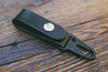 Handcrafted black leather key fob with HK clip