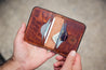 Interior of six pocket handcrafted Cascadia wallet constructed with English Tan leather