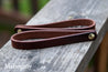 Leather banjo adapter straps in mahogany