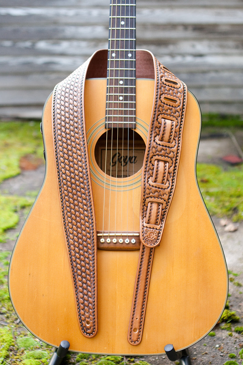 Custom Leather Guitar Strap, Deluxe Hand Tooled Basket Weave, Personalized  Wool Padded, Amish Handmade, Gift for Guitar Player, Made in USA -   Canada