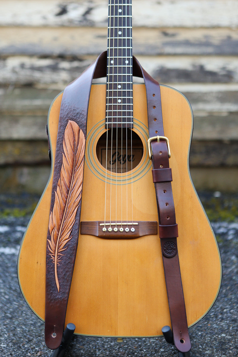 Feather Guitar Strap - Mahogany – Colladay Leather