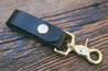 Black leather key fob with solid brass trigger snap